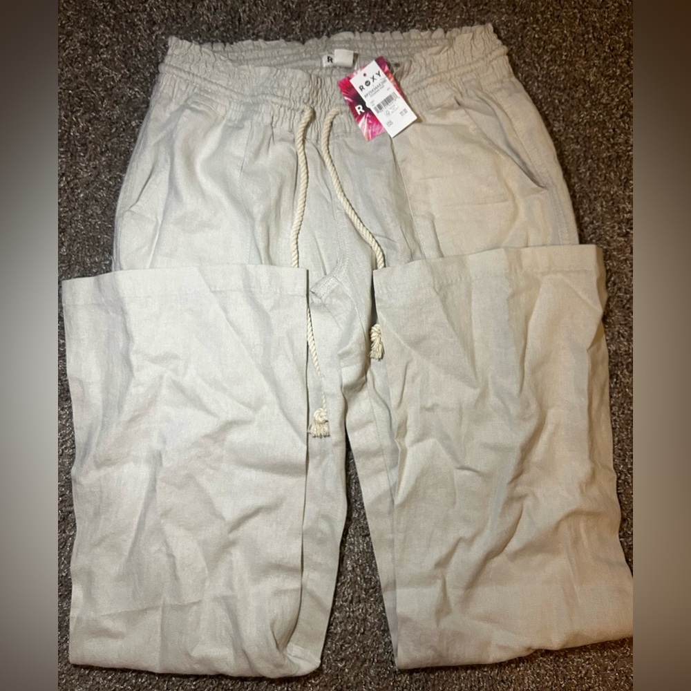 NWT Roxy Lightweight Drawstring Linen Pants - Cre… - image 6